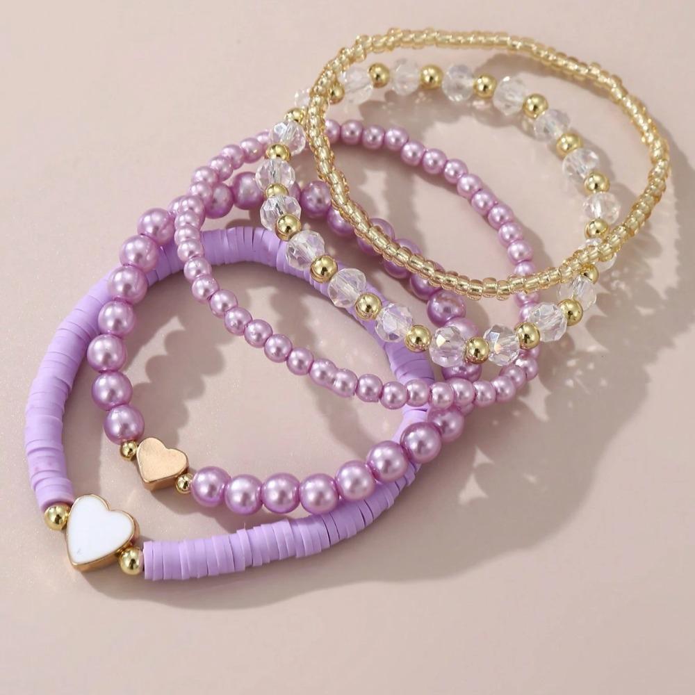 5 Stück Kinder Herz Armbänder Sets Prinzessin Mädchen Tochter Armband für Mädchen Geschenk Bunt Verträumt Mehrschichtig Perlen Schmuck Zubehör