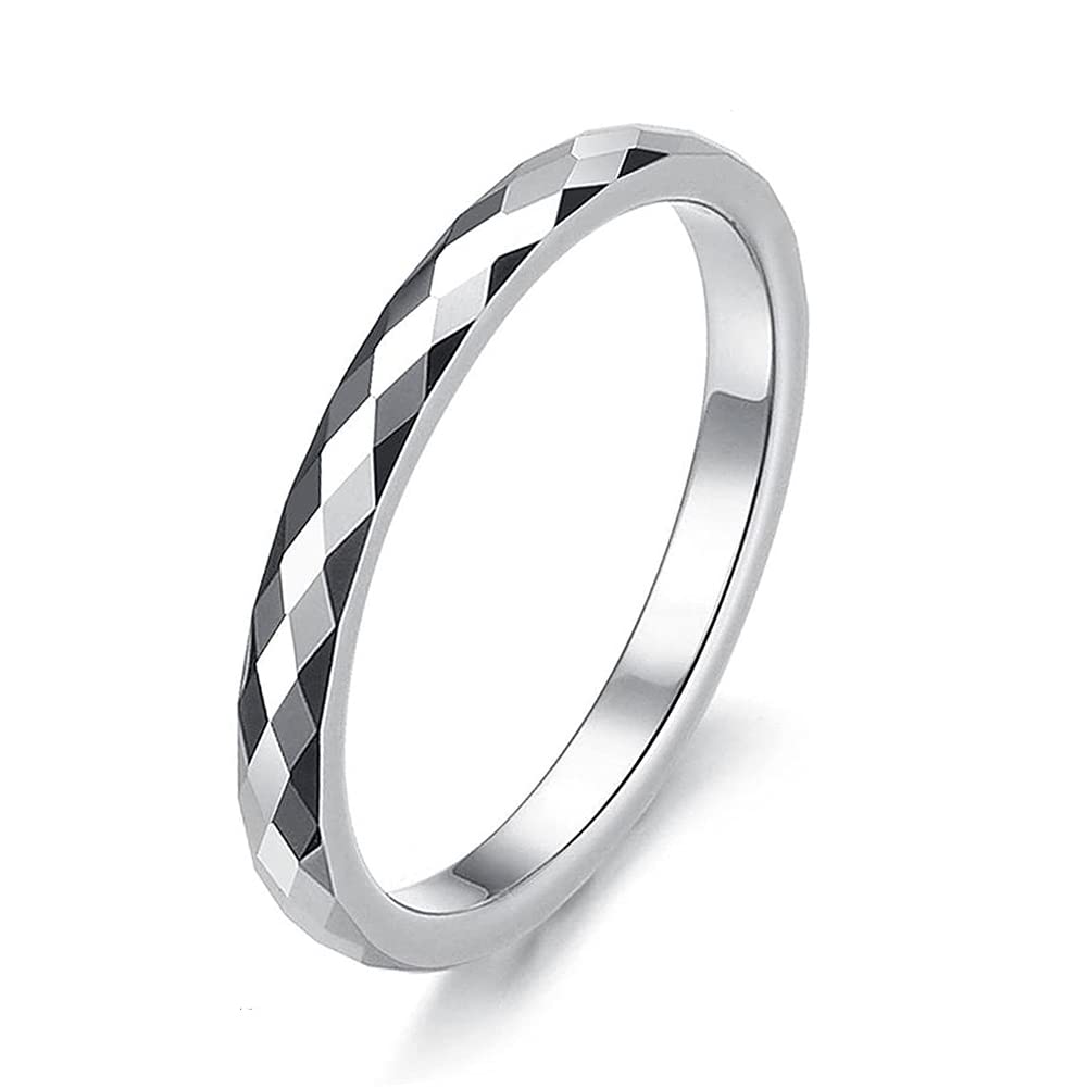 

Rockyu Jewelry Accessories Tungsten Ring Size 14 Ring Popular Silver Ring Men s Multi-faceted