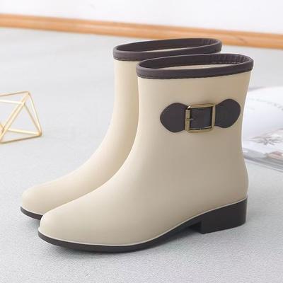 Woman Tow Heel High Top Rain Boots Four Seasons New Soft Sole Non Slip Round Toe Slip On Waterproof Kitchen Work Shoe Water Shoe