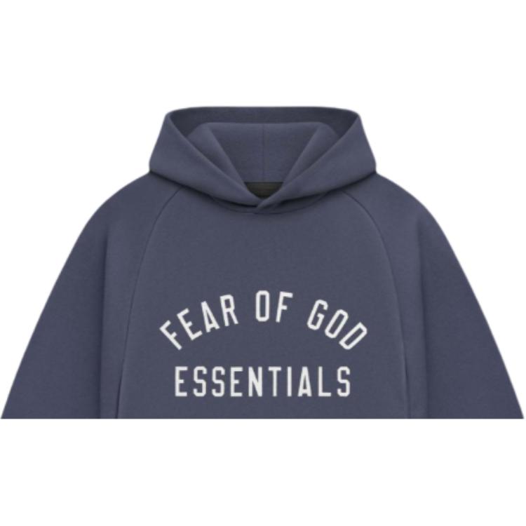 Fear of God Essentials Fleece Cropped Hoodie Marine Women Tops Blue 192HO247354FW