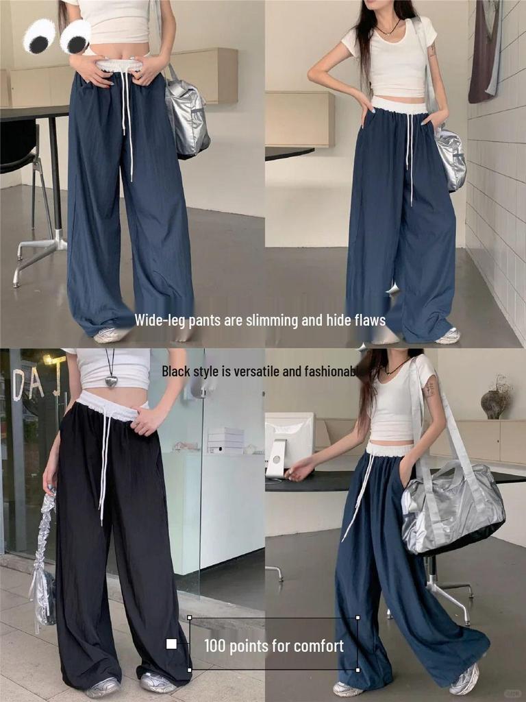 2026 Spring/Summer Retro American Style Patchwork Wide Leg Casual Long Pants
