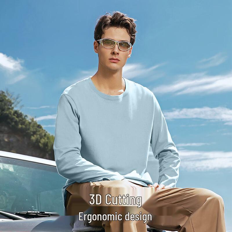 JEEP SPIRIT Men's Crew Neck Loose Fit Cotton Long Sleeve T-Shirt