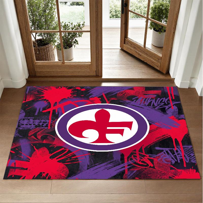 Fiorentina FC Design Crystal Velvet Rug Soft Decorative Mat for Bedroom Entrance