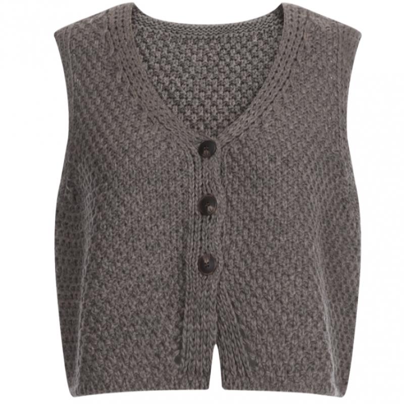 Shop   Women S Crop Button Stretch Knit veSt 6 Color Khaki Bom wvS 20784   