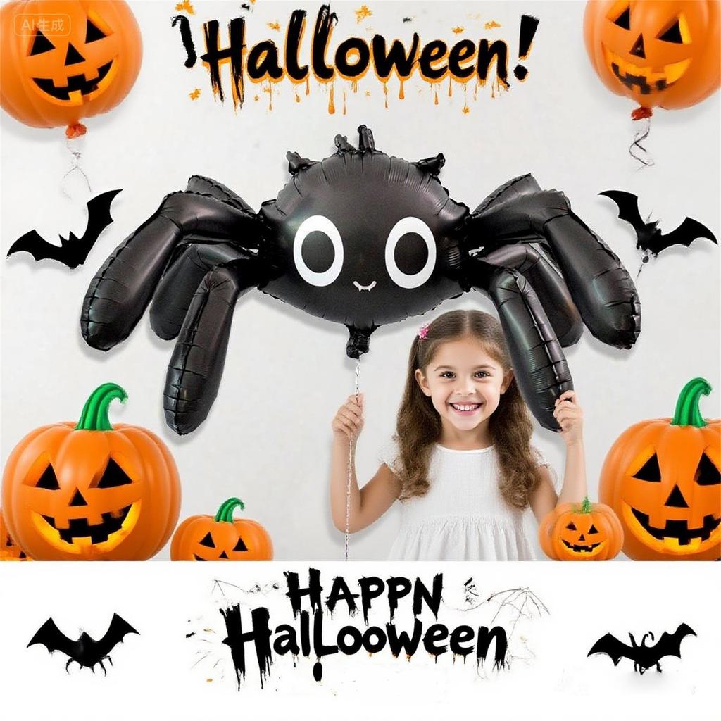 Spider Foil Balloons, Large Cute Black Spider Design Balloons With 6 Legs, Used For Pranks , Haunted House Decoration, And Halloween Party Supplies