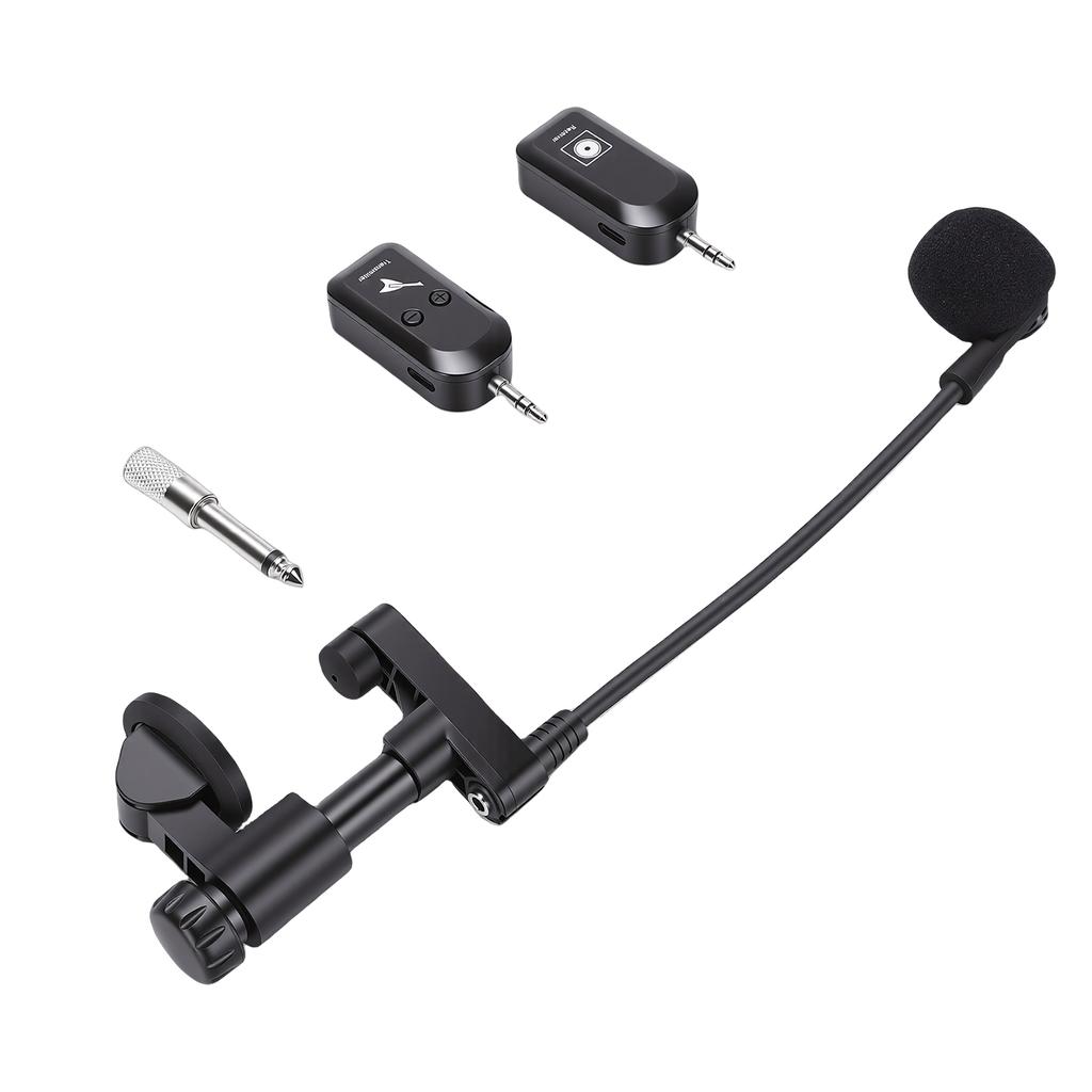 Wireless Instrument Microphone 2.4G Violin Cello Guitar Clip On Condenser Mic for Stage Performance Band