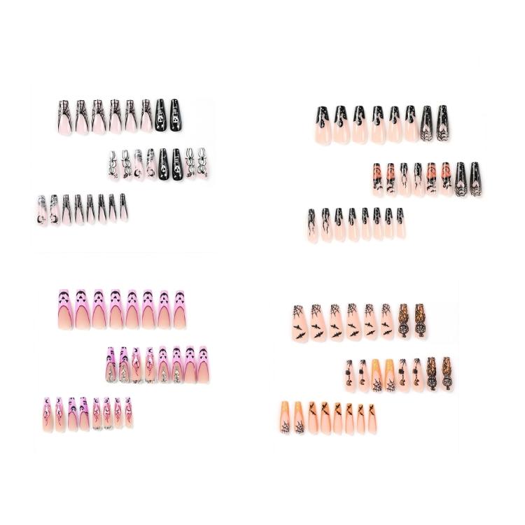 Halloween Press on Nails Coffin Fake Nails Press on Nails with Jelly Glues