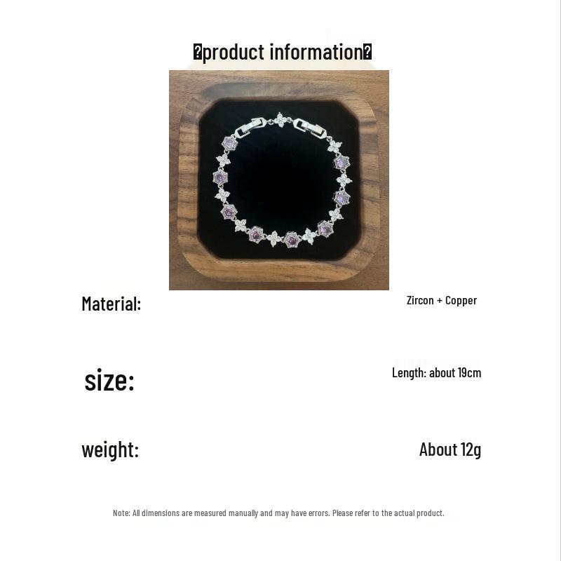 French Luxury Amethyst Flower Zircon Bracelet - Chic, Versatile, Elegant Jewelry