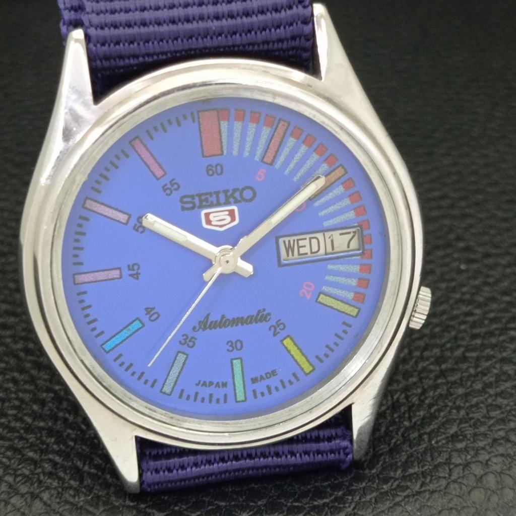 JAPAN VINTAGE SEIKO 5 AUTOMATIC MENS BLUE COLOR DIAL WATCH A701630-5 R206c-a701630
