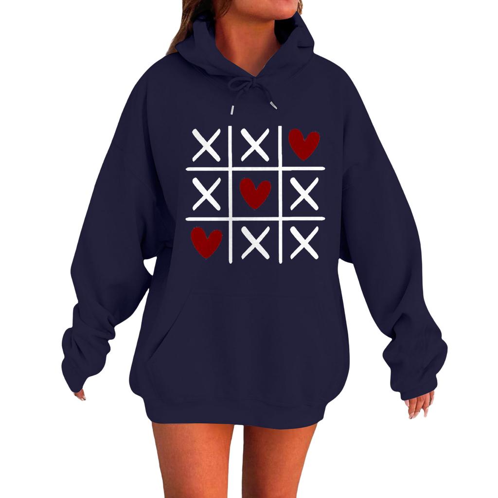 Damen Locker Bequem Lässig Modisch Liebe Aufdruck Langarm Sweatshirt