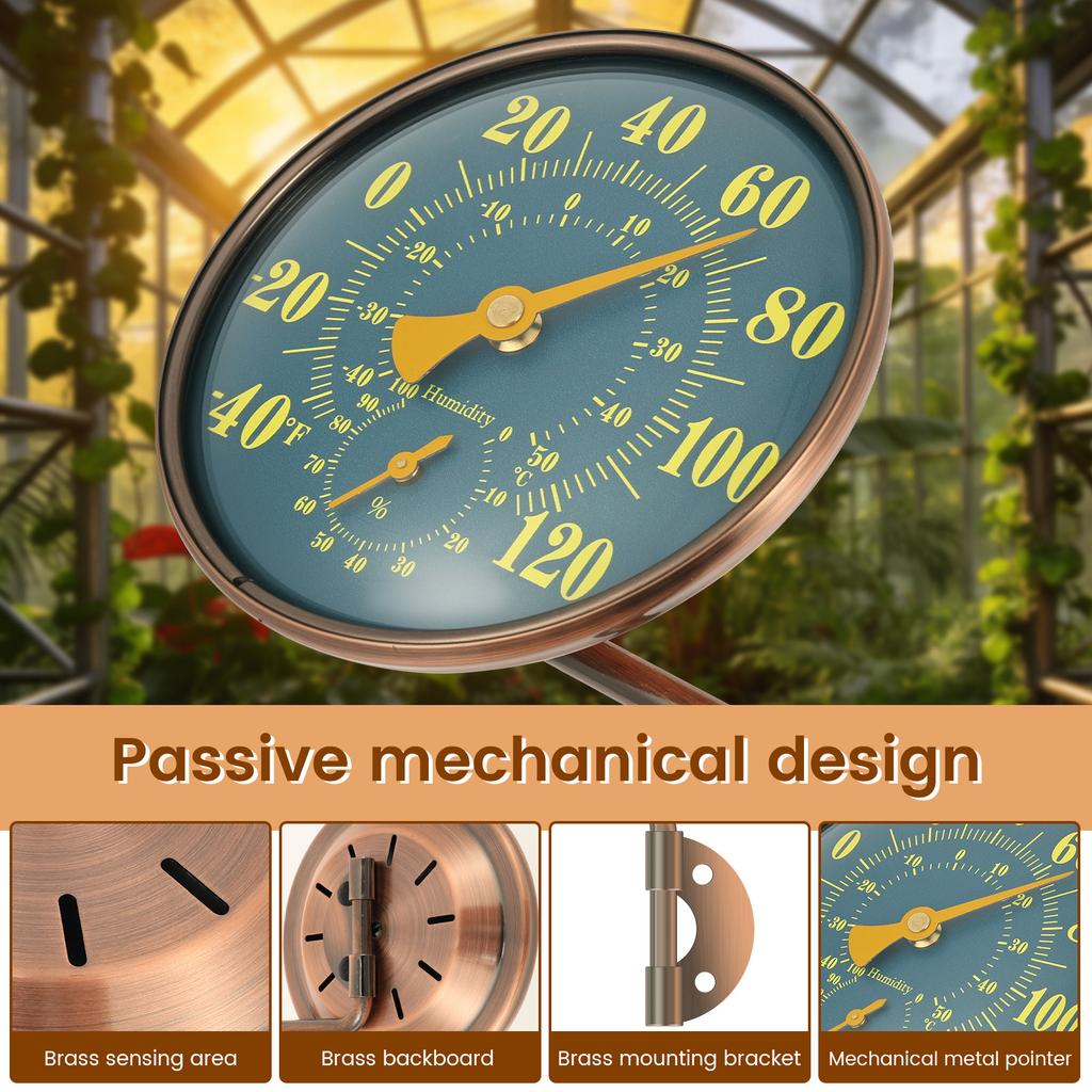 4 Inch Thermometer Hygrometer Dual Scale Display Window Temperature Humidity Monitor for Patio Garage Greenhouse Garden Wall
