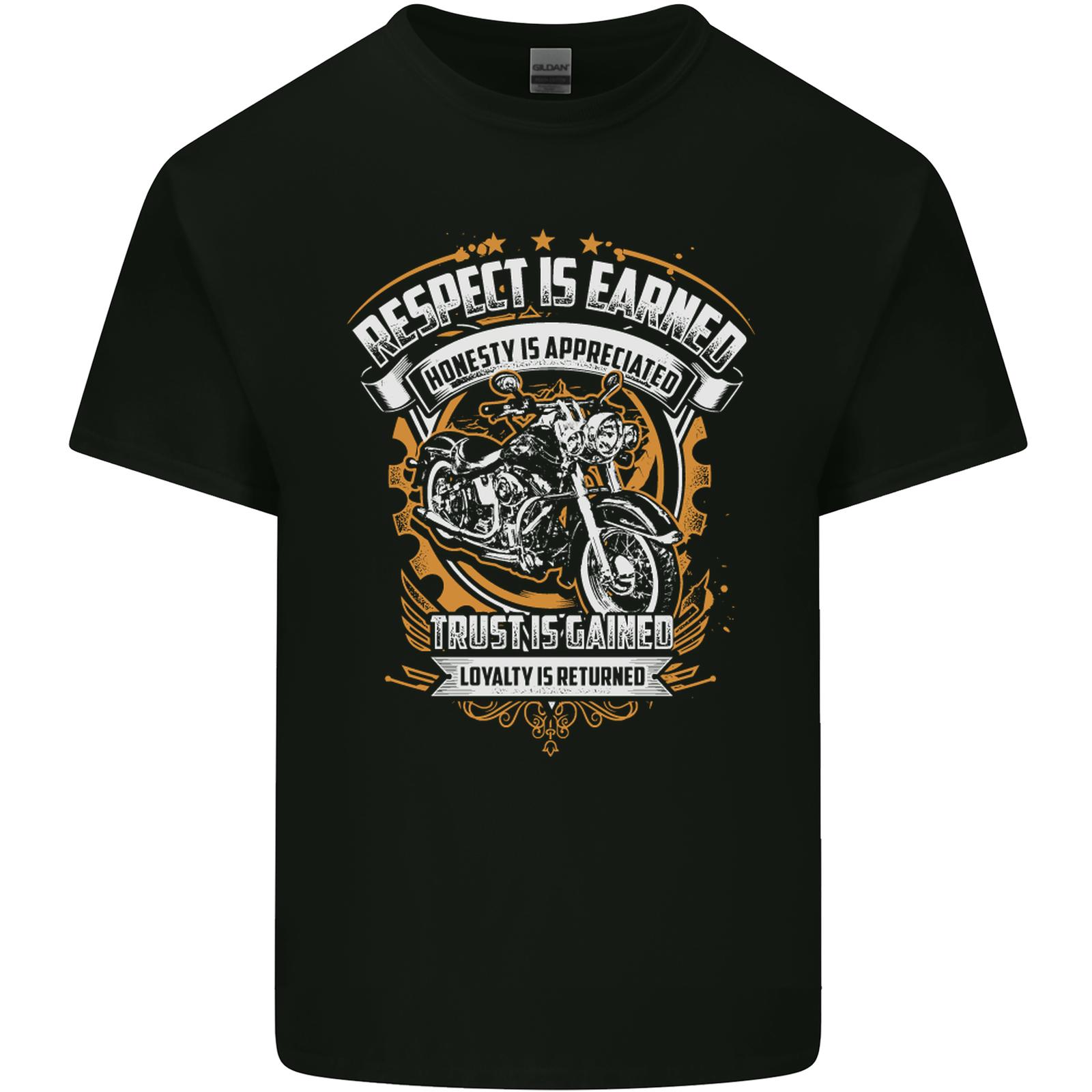 Mens Respect Earned Motorcycle Motorbike Biker Cotton T-Shirt- M