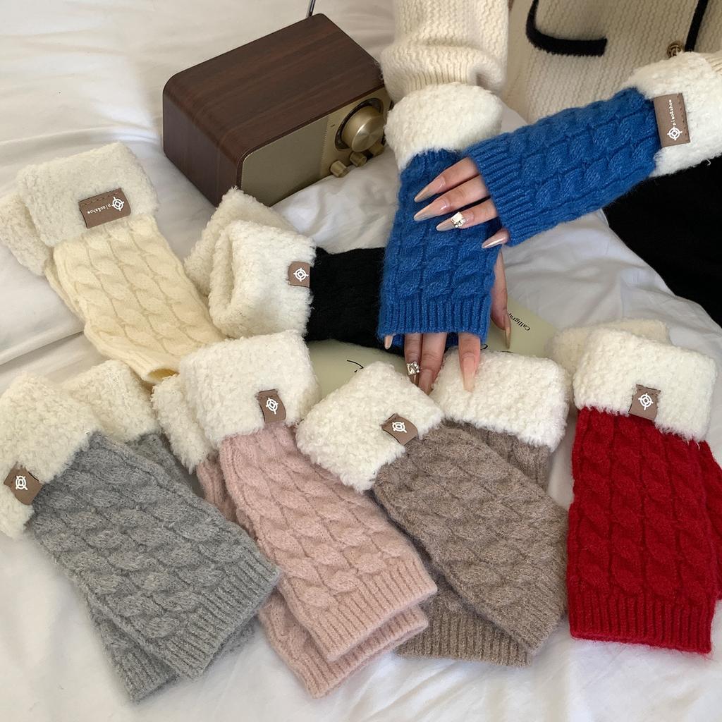 Wool Knitted Gloves Student Solid Color Autumn and Winter New Style Warm and Cold Proof Fashion