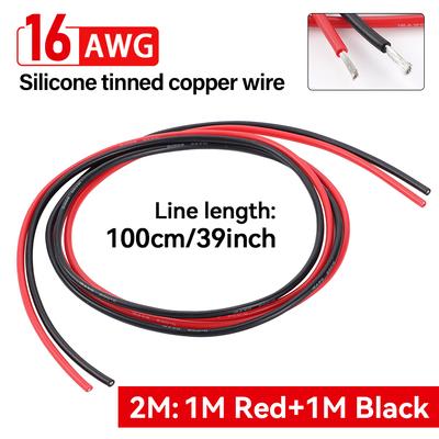 2m 16 AWG M Extension Cable 2pin Use For 12V 24V LED Strip Tape String Connect Electric Wire High Temperature Resistant Tinned
