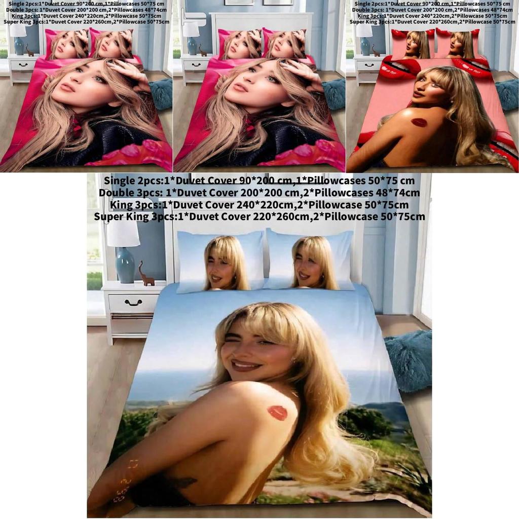 Set Biancheria da Letto Sabrina Carpenter con Tessuto in Flanella per Decorazione della Camera da Letto e Regalo