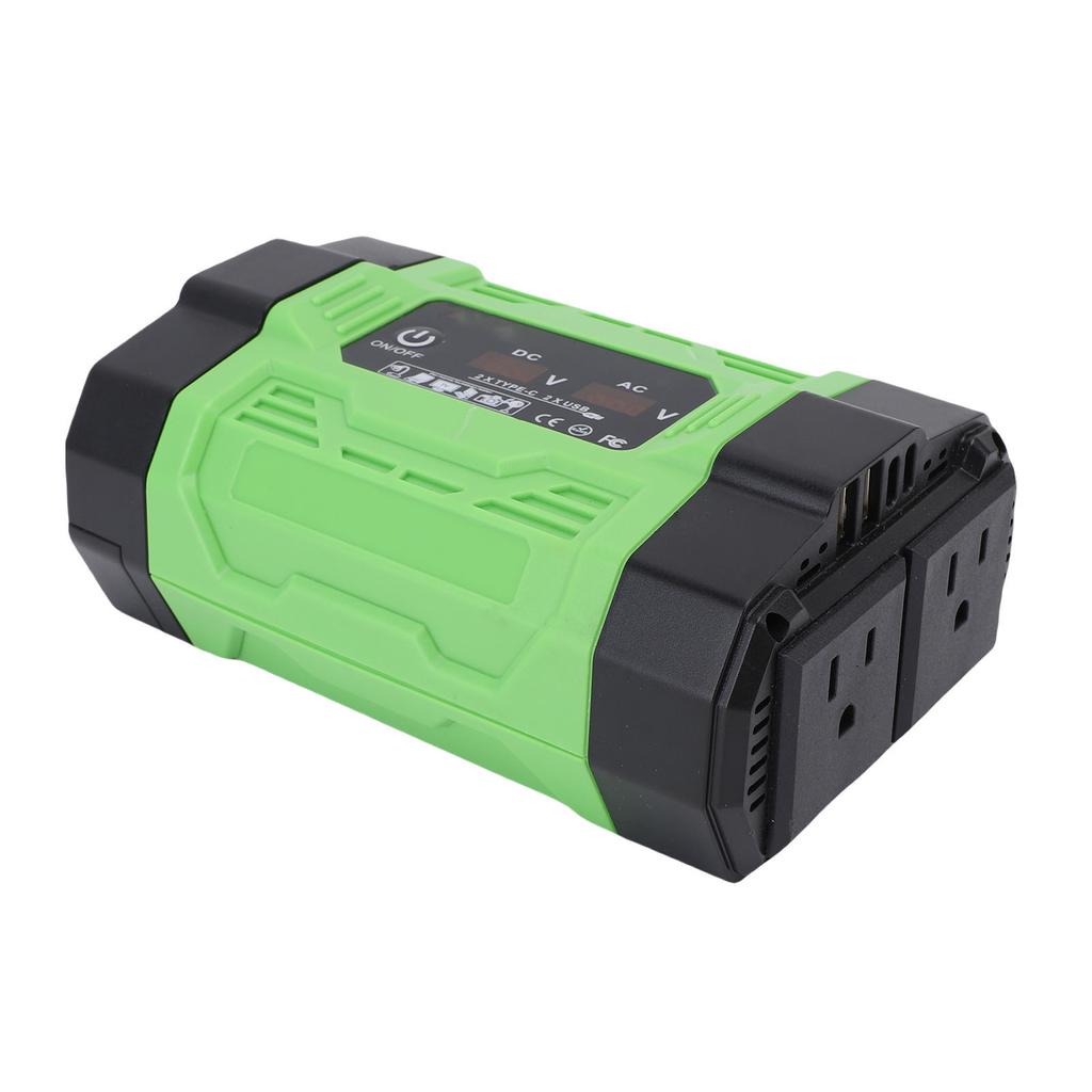 300W Car Inverter 12V DC To 110V AC Power Inverter with 2 USB 2 Type C Ports 2 Sockets for Computer Phone