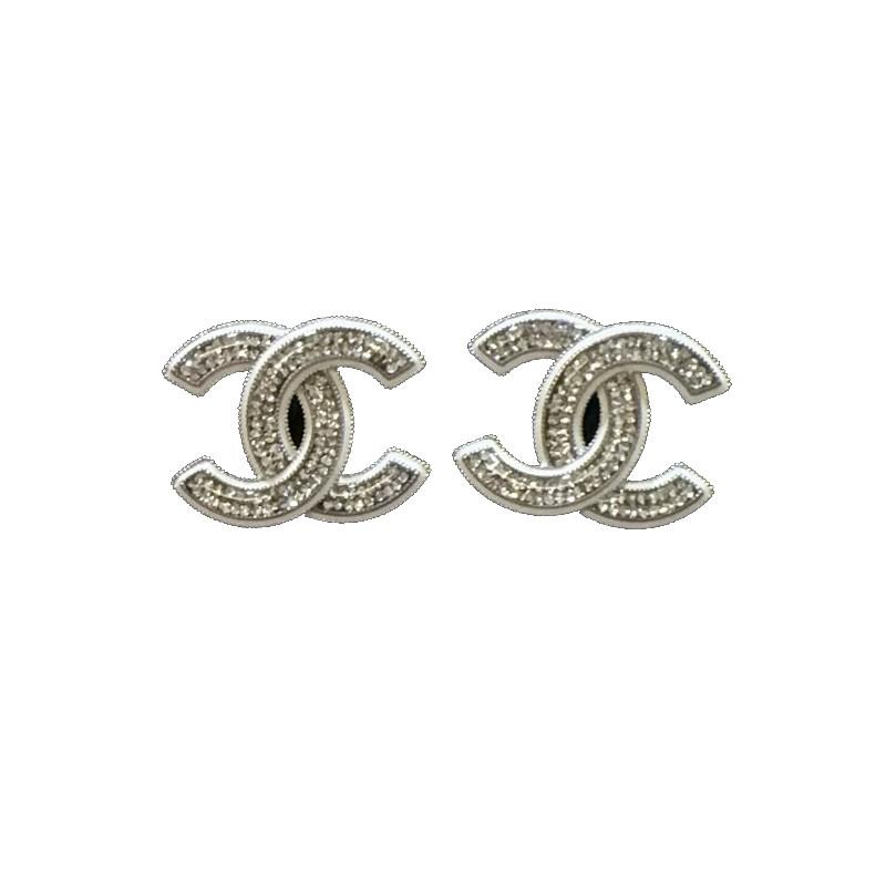 Chanel 25C Early Spring Double C Crystal Design Metal Earrings Women Earrings Silver ABE868B19263NADDV