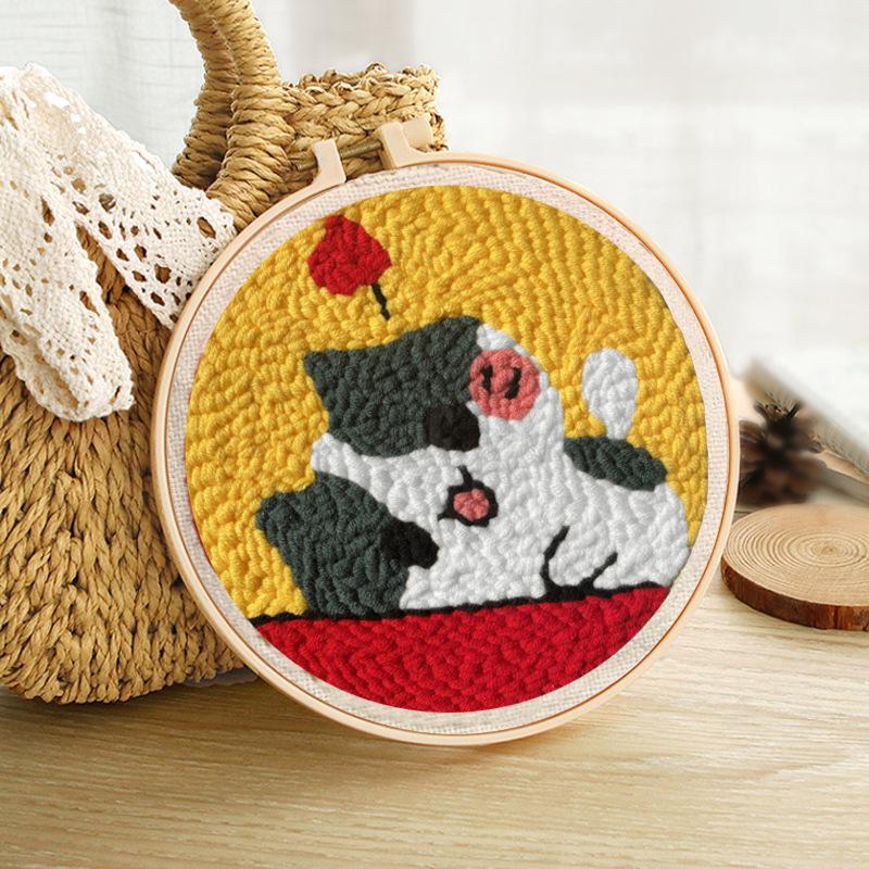 Russian Punch Needle DIY Kit: Handmade Wool Base for Fun Embroidery Projects