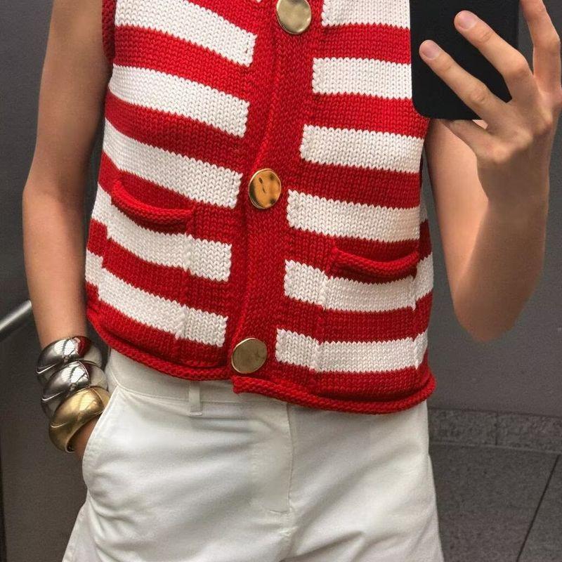 Zbzr Spring New Women clothes Western Style Knitted Sleeveless round Neck Vest Style Top 5802024 061