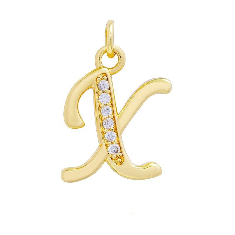 European & American Gold-Plated Copper Zircon Letter Necklace - High-End DIY Jewelry Accessory