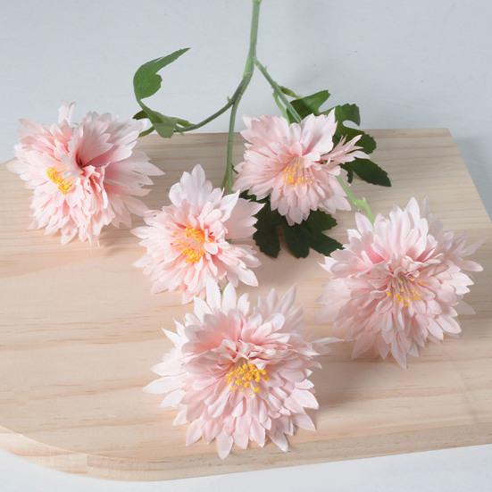 5 Heads Artificial Chrysanthemums Flowers Fake Mums Flower Bouquets with Stem Faux Silk Floral Arrangements for Vase DIY Wedding Centerpiece