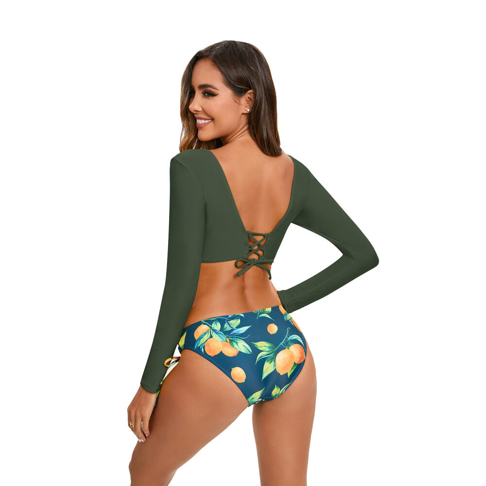 Split Long Sleeve Surfer Suit Sunscreen Women's Swimsuit Hot Spring Diving Suit Sexy Swimsuit