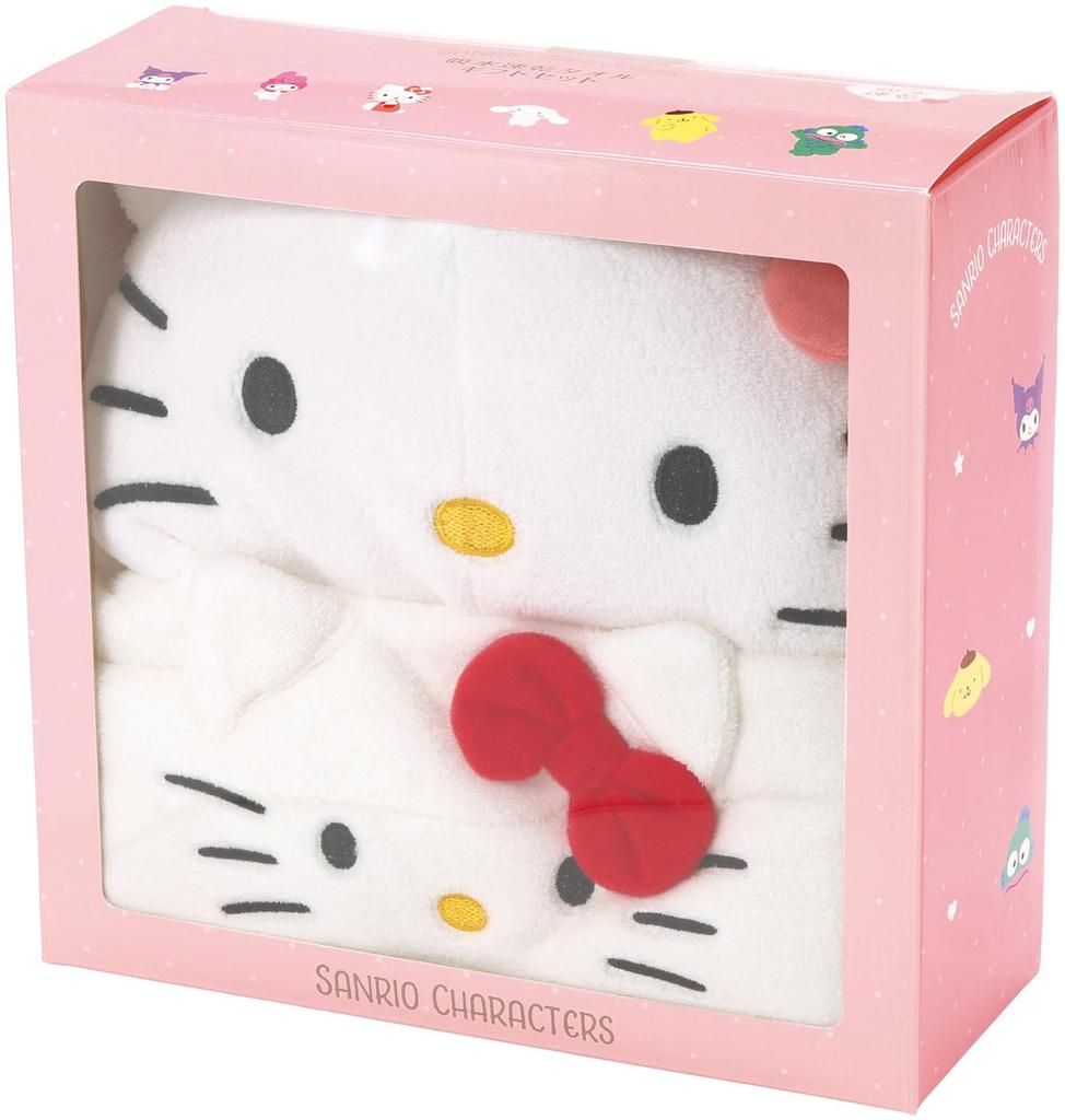 Skater Towel Gift Set of 2 Hair Drying Hooded Bath Absorbent and Sanrio Hello Kitty SET1081 - Towel, Poncho, Quick-Drying,