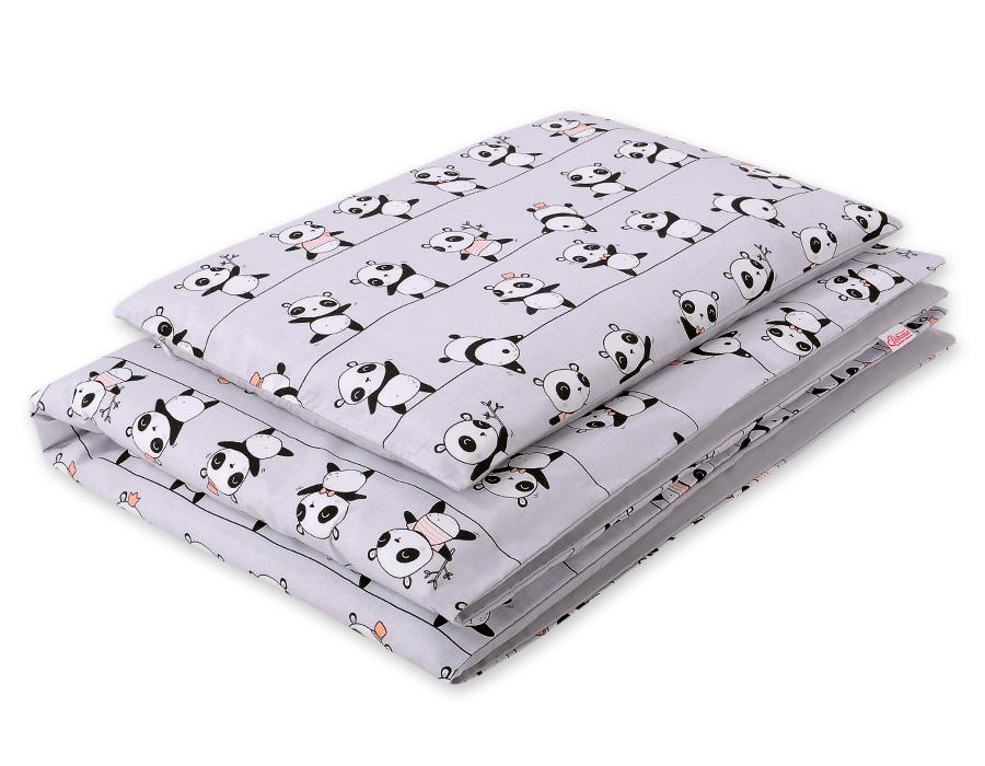 Double-sided 2-piece cotton children's bedding - gray pandas