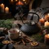 CAST IRON KETTLE 1.25L BLACK STEEL INFuser for Tea and Herbs
