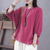 Plus-size Women's Clothing, Summer Short-sleeved Tops, Batwing Sleeve Five-pocket Tops