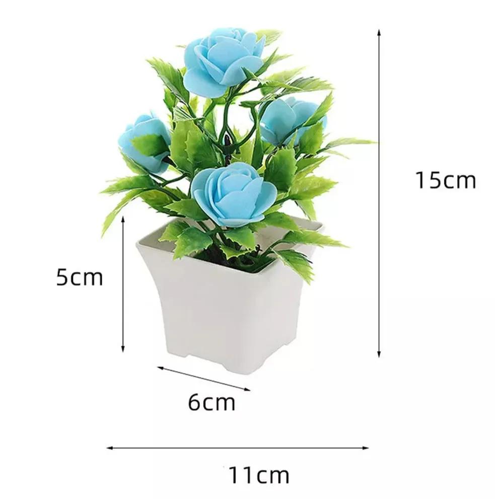 Simulated Potted Plant Artificial Rose Potted Plant Realistic Artificial Rose Bonsai Decor Set Vibrant Color For Home For Room