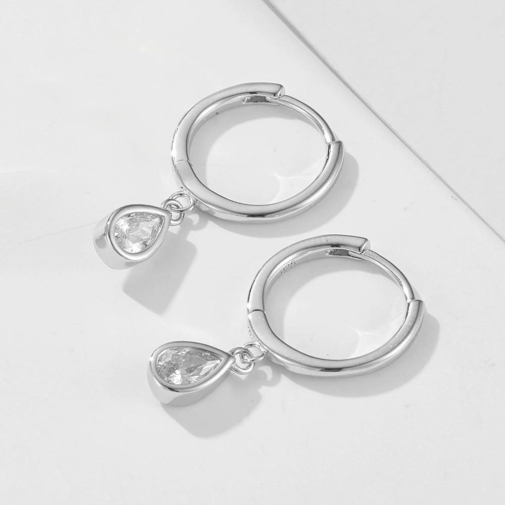 Fashion Jewelry 925 Sterling Silver Minimalist Small Earrings Oval Shape Drop Diamond Earrings Gold Plated Hoop Earrings Women