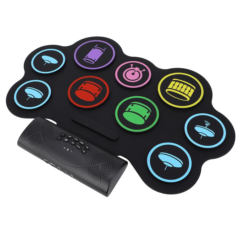 9 Pads Electronic Drum Set Educational Rechargeable Built in Speaker Headphone Bluetooth USB MIDI Ro