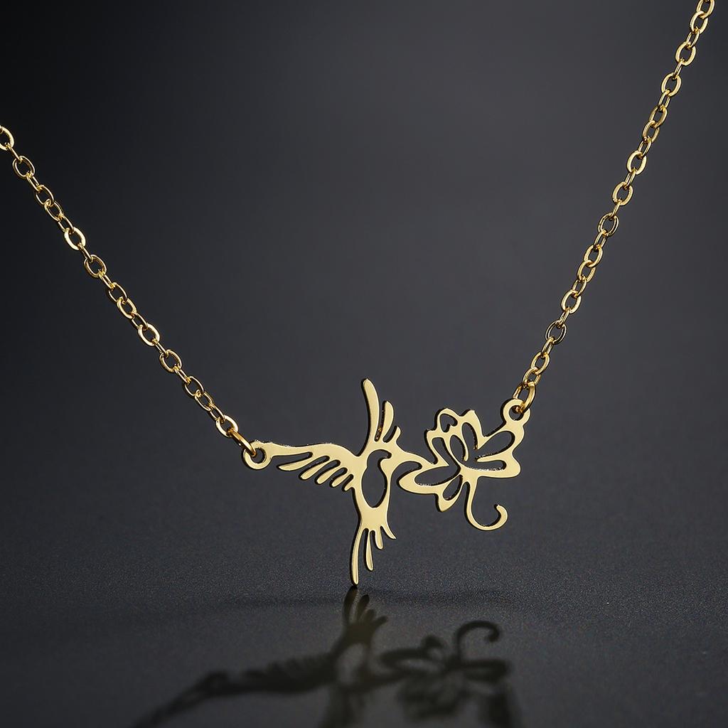 Kinitial Animal Swallow Birds Necklace Stainless Steel Hummingbird Necklaces & Pendants Clavicle Chain Necklace collare Jewelry