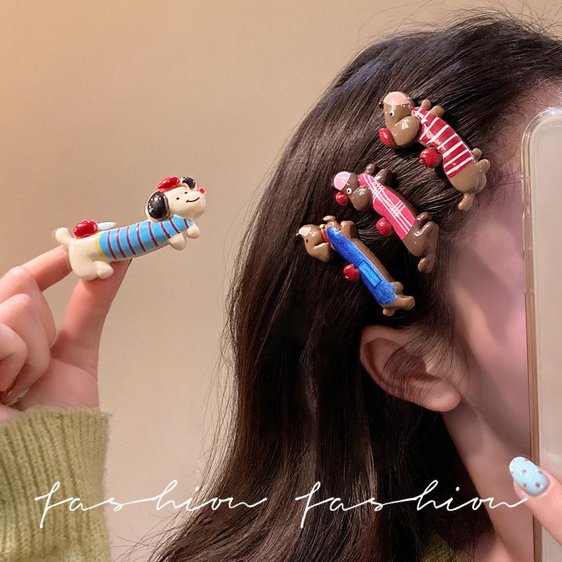Dachshund Puppy Hairpin Less Cute Side Duck Bill Sweet Hairpin Bangs Cartoon Headdress