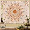Boho Floral Mandala Tapestry For Bedroom Aesthetic Watercolor Bohemian Flower Wall Tapestry Brown Beige Hippie Indian Small