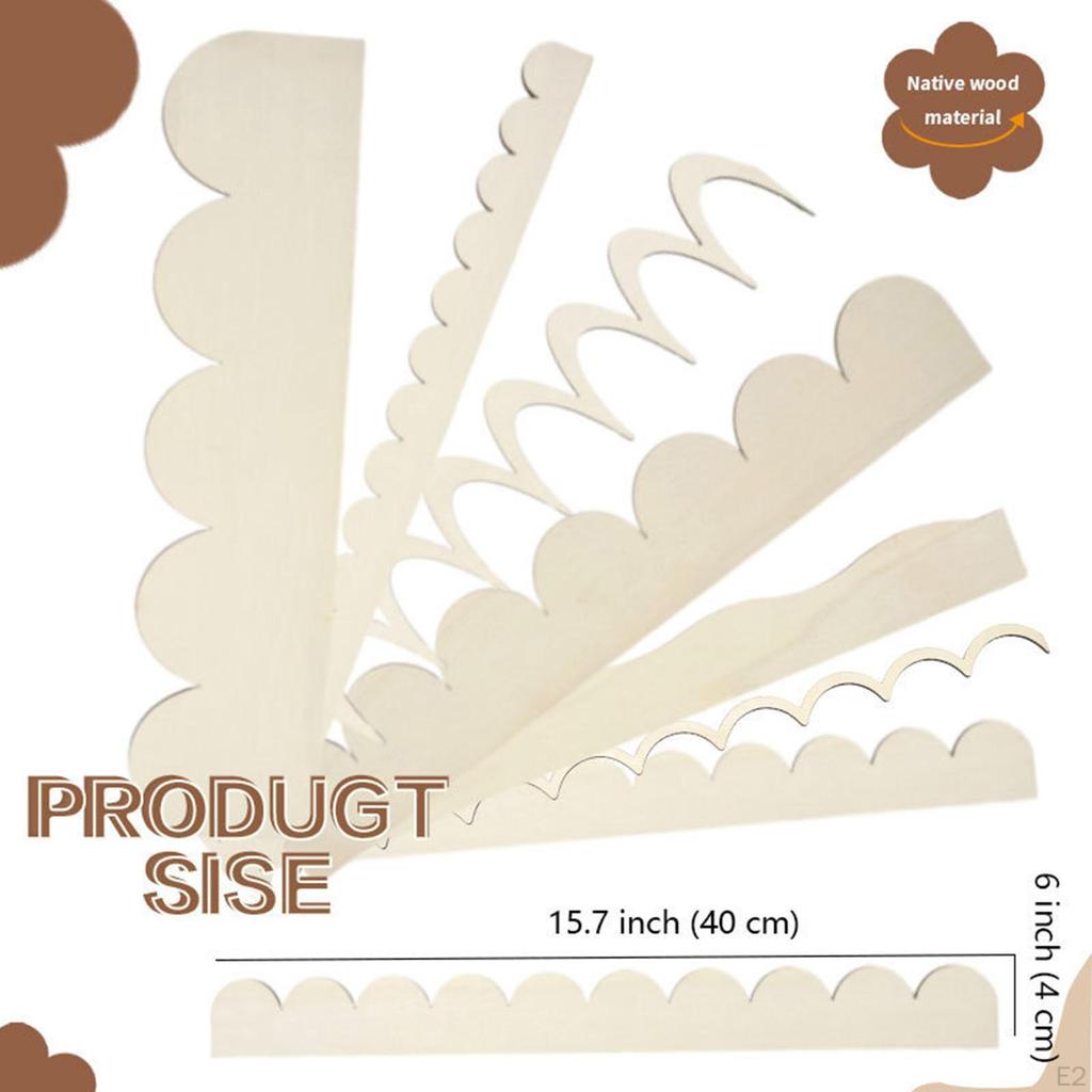 7Pcs Fan Shape Decorative Wood Trim,Wooden Moulding,DIY,Wave Molding Unfinished for Door