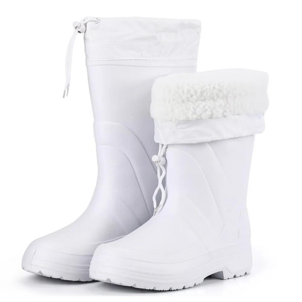 

Белые дождевые туфли мужские высокие сапоги зимние теплые нескользящие водные сапоги рабочие ботинки из ЭВА мужская обувь нескользящая обувь для работы на кухне 42