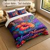 Floral Garden Theme Personalized 3Pcs Bedding Set Custom Text & Name 1 Sheet 2 Pillowcases Household Bedding 1pc