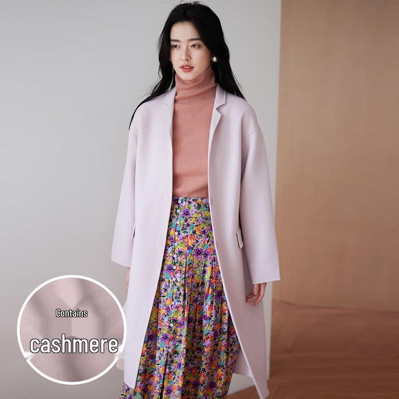 Sinoford Women's Cashmere Blend Lapel Commuter Coat