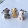 Portachiavi Ciondolo Orso in Resina Stiloso Portachiavi Ciondolo Orso Floccato alla Moda Accessorio Per Coppie e Regalo