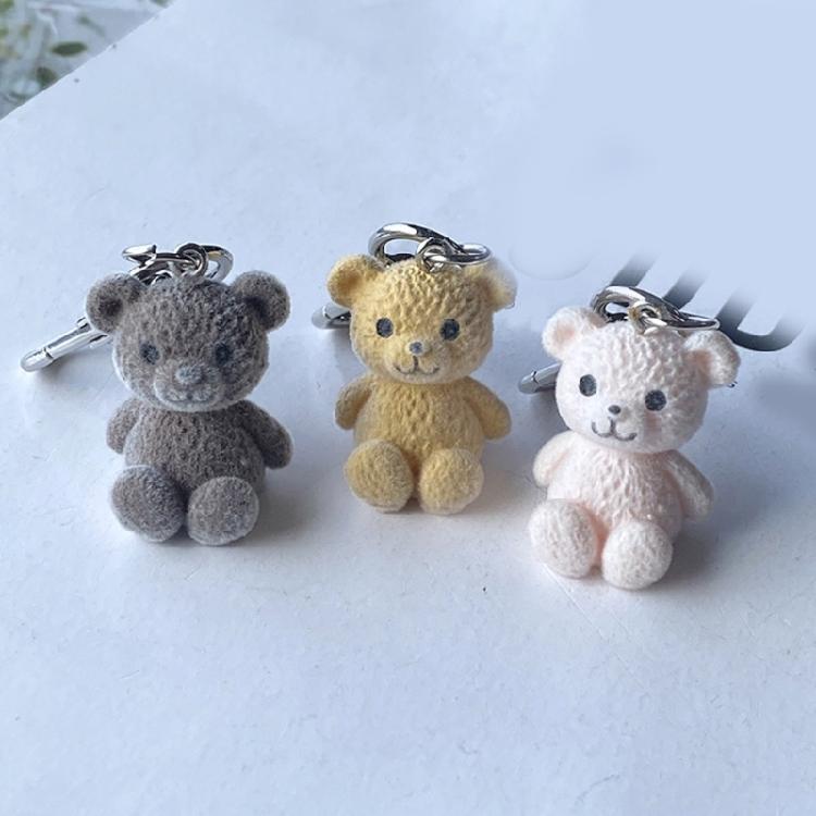 Portachiavi Ciondolo Orso in Resina Stiloso Portachiavi Ciondolo Orso Floccato alla Moda Accessorio Per Coppie e Regalo