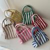 Tragbare Canvas-Tasche Tragbare Mini-Canvas-Handtasche Gestreifte Tragetasche Vertikale Quadratische Form Handtasche mit oberem Griff für den täglichen Gebrauch