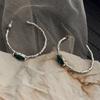 Green Zirconia Large Round C-Shape Earrings: Trendy, Simple, Fashionable Hip Hop Ear Jewelry for Women.