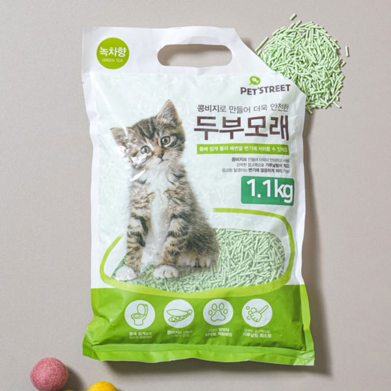 

[Pet] Песок тофу для кошек 1,1 кг со вкусом зеленого чая