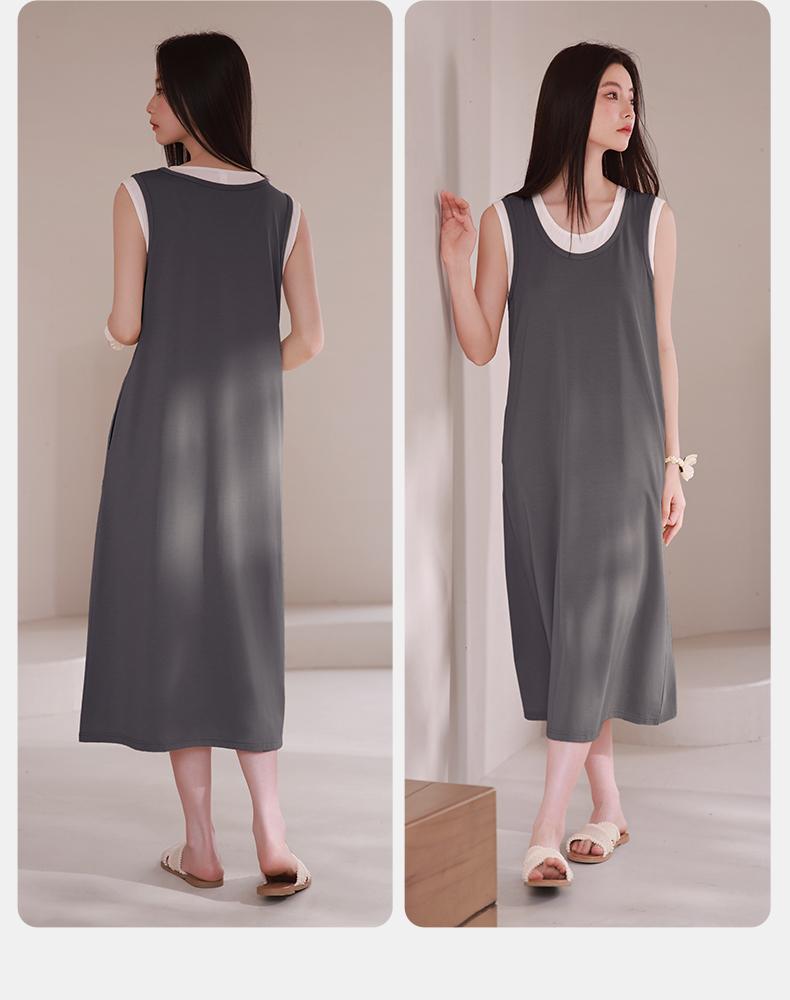 Xuan Liang Women's Summer Modal Cotton Vest Long Dress Sleepwear