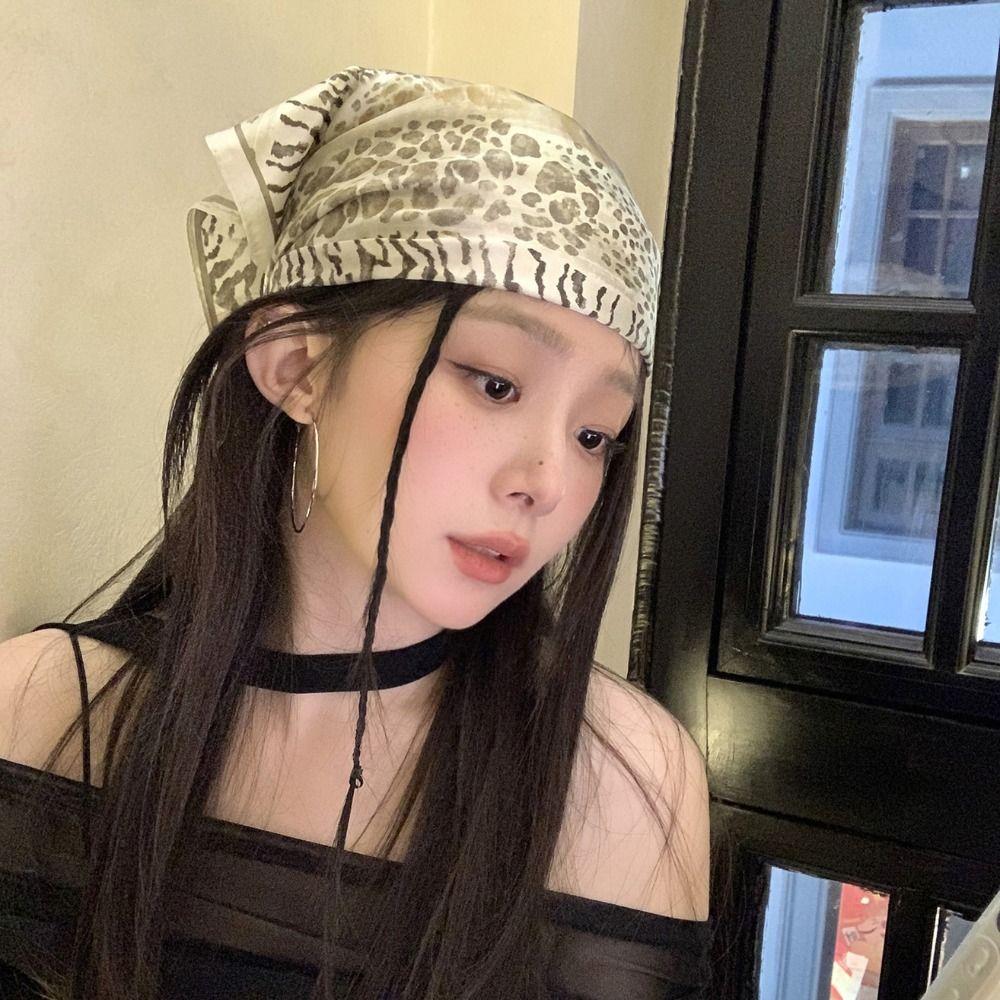 Hip Hop Y2k Print Turban Soft Punk Bandana Elegant Leopard Print Hair Scarf  Outdoor
