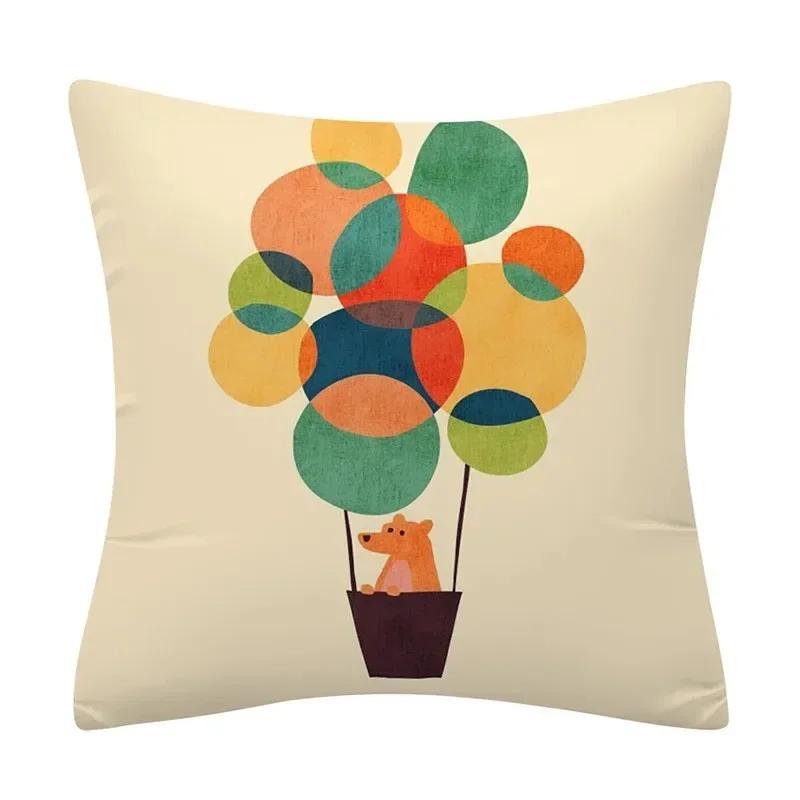 Color Geometric Crayon Painting Series Pattern Cushion Cover Decoration Chair Sofa Pillow Cover Home Decoration Pillow Cover