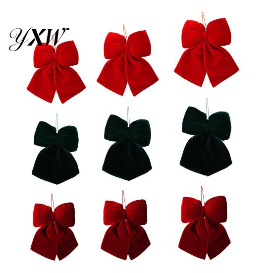 Festliche Samtschleife Weihnachtsdekoration Mehrgrößen-Design Stoff Klassische Farbe Handgemacht 3D-Form Schleifenknoten Dekoration Geschenkverpackung