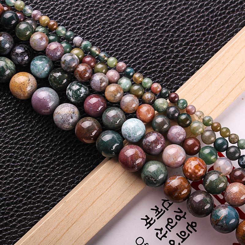 Unisex Armband Halsband av Indisk Agat med Sju-Färgad Vattenväxtagat Pärlor